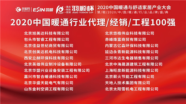 “重启、赋能、提速”2020中国暖通与舒适家居产业大会——“羽顺杯”2020慧聪暖通行业品牌盛会隆重举行