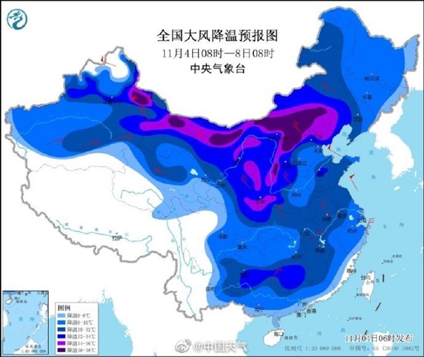 寒潮黄色预警 局地降温16℃以上:一张图告诉你下半年最强降温有多猛